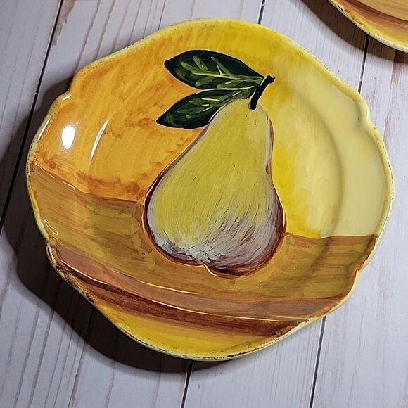 𝅺Vietri Italy Tuscan Fruut Salad Plates  4  Farmhouse - Picture 4 of 7